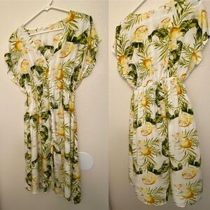 Label of love Australia yellow Tropical lemon citrus summer rayon beachy dress S